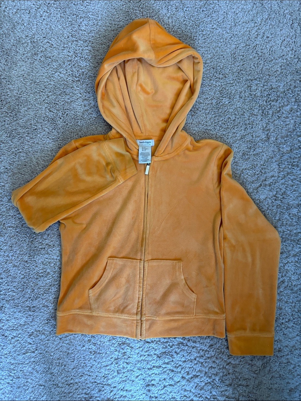Haute Hippie Orange Kids Velour Zip Hoodie